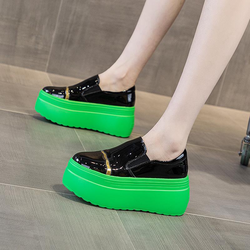 Platform shoes women's spring 2025 new versatile fashion low-top foot muffin sole single shoes one-pedal lazy shoes