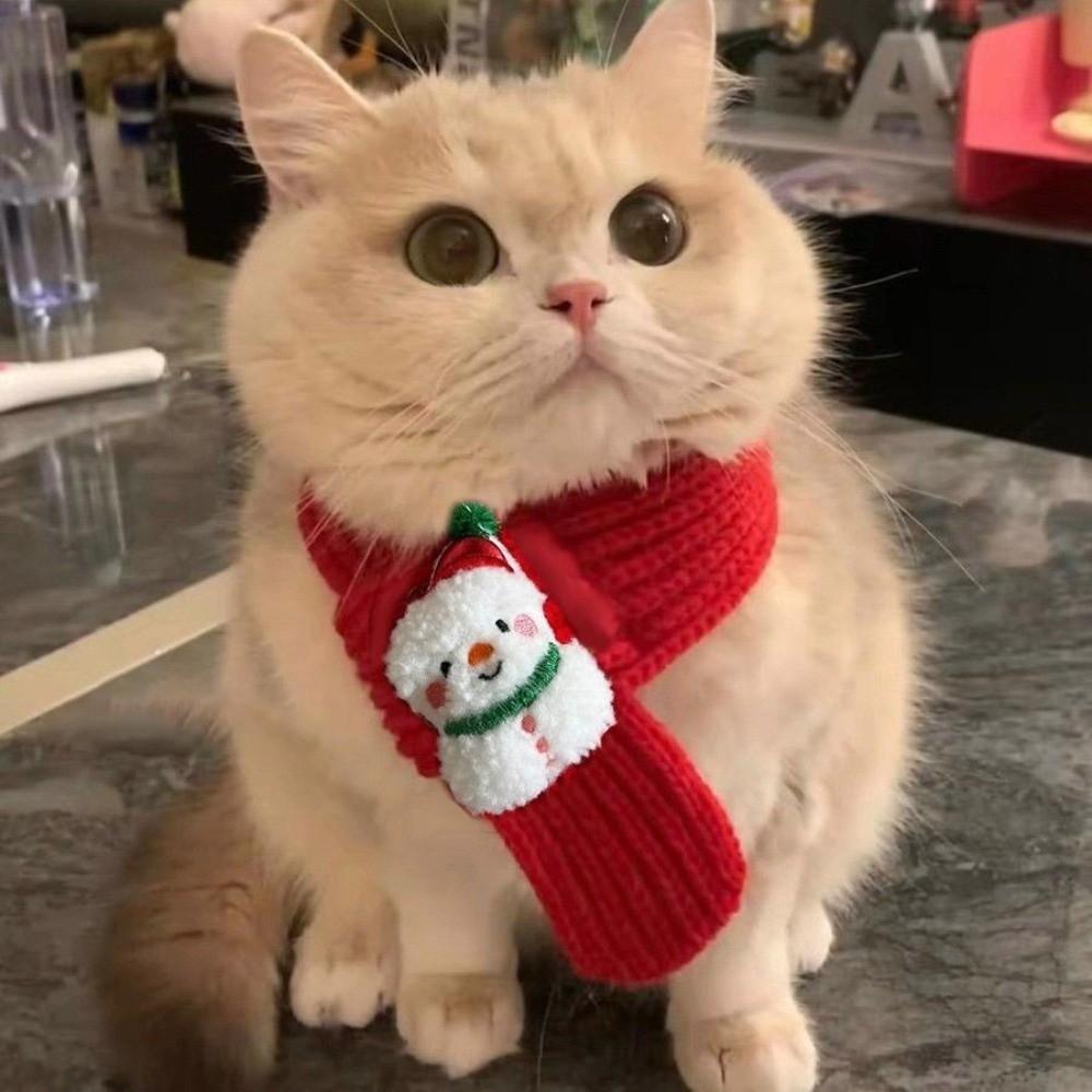 Reindeer Puppy Knitted Scarf Santa Claus Pet Winter Warm Scarf Pet Christmas Scarf Christmas Party