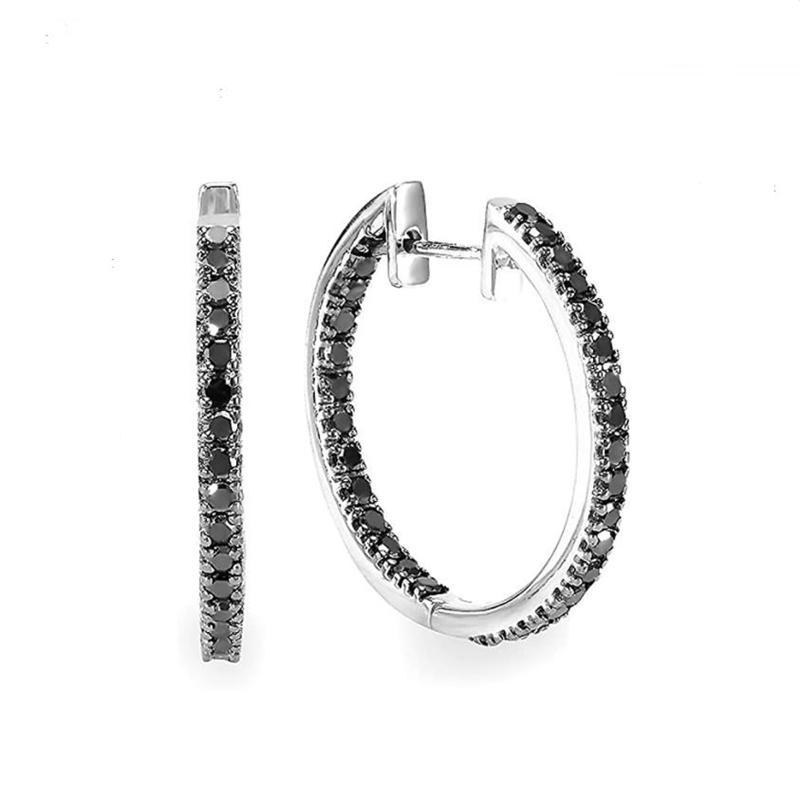 Black Awn Exquisite Creolen mit schwarzen/weißen Steinen für Damen, Creolen-Schmuck
