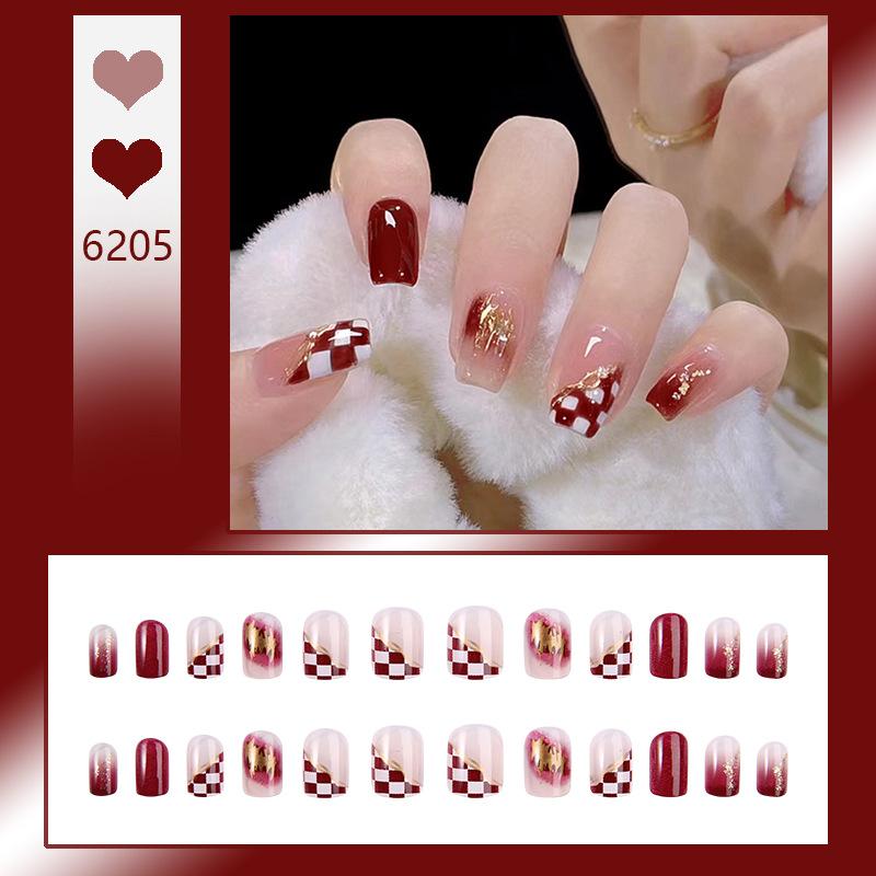 

Ногти свежие милые носимые ногти девушка румяна поддельные ногти патч носимый нейл-арт 6205-24pcs