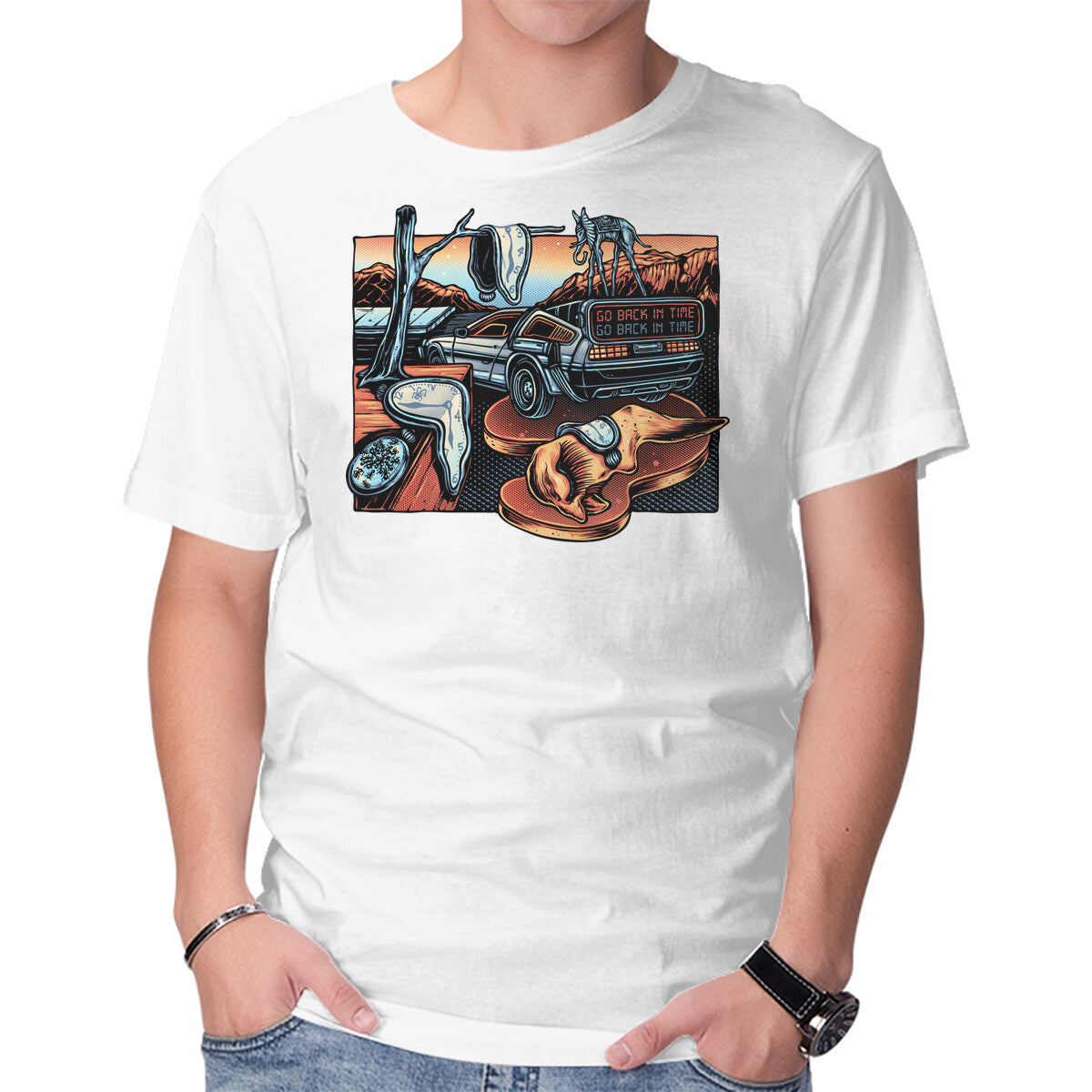 Unisex Crew Neck T-Shirt The Persistence Of Time Travel Graphic Short Sleeve Casual Tee XXL