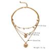 Bohemian fashion European and American trends Full of diamonds Star inlaid pearls Multi-layer necklace Collarbone chain Women