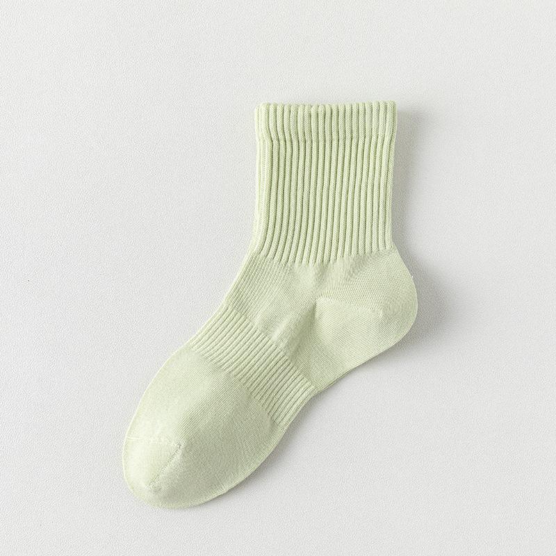 Female Summer Solid Color Cotton Tube Anti Pilling Boneless Seam Head Tube Socks