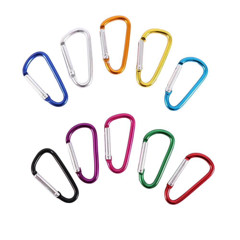 10pcs Aluminium Zinc Zinc Alloy Hiking D-shape Keychain Fishing Carabiner Buckle Keychain Hook