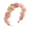 Soft Yarn Headband with Gauze Flowers Faux Pearls Decor Romantic