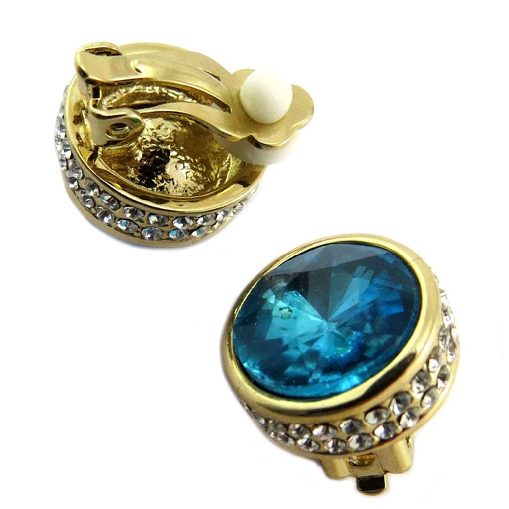 Les Trésors De Lily [P5002] – Goldblaue „Sissi“-Designerklammern – 15 mm