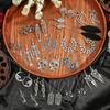 17 Pairs Antique Silver Earrings Drop Dangle Stud Earrings Halloween Thanksgiving Skull Spooky Jointed Skeleton Party Gifts