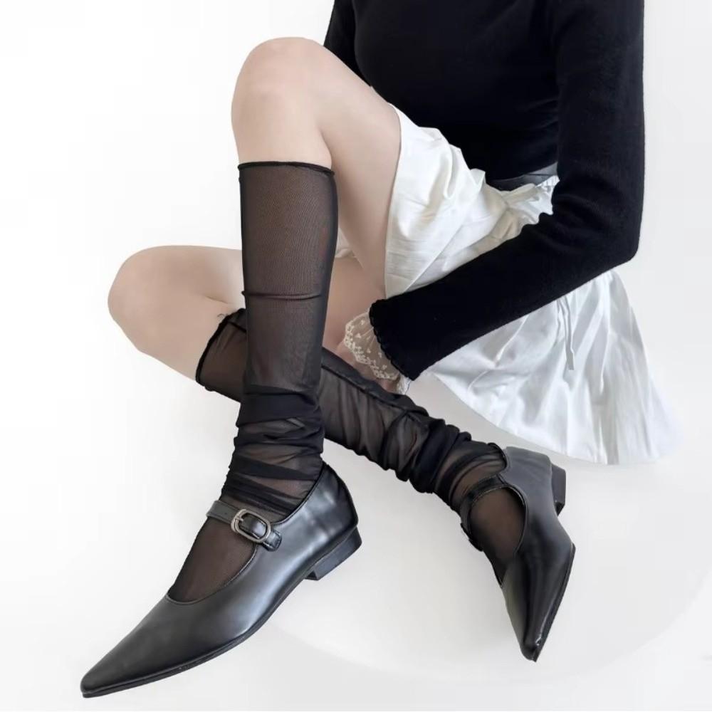 1pair Thin Long Socks Breathable Ballet Socks Fashion Mesh Stockings Summer
