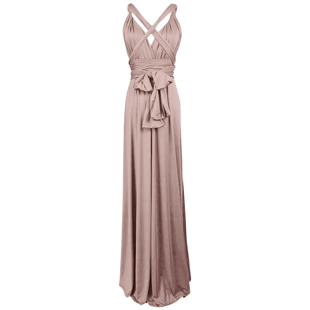 Women's Versatile Multi-Strap Cross-Back Sexy Bandage Dress Long Gown