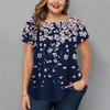 Summer Round Neck Floral Graphic 3D Print Top Fashionable Casual Short Sleeved Plus Size Women's T-shirts