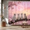 Four White Cats on Magnolia Branch Waterproof Shower Curtain for Bathroom Decor