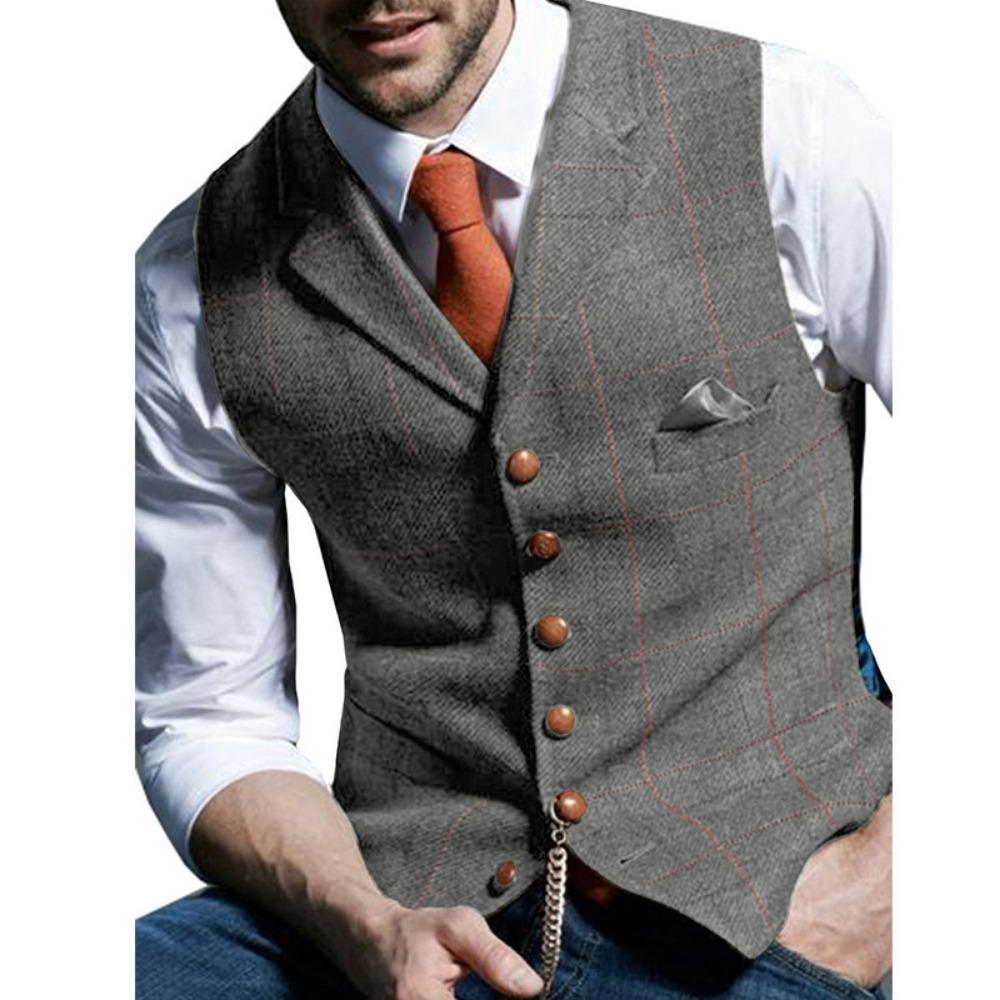 Men's Vests Tweed Suit Business Clothing for Men Striped Waistcoat Punk Vest Groomman Wedding Brown Black Grey Jacket Bleazer