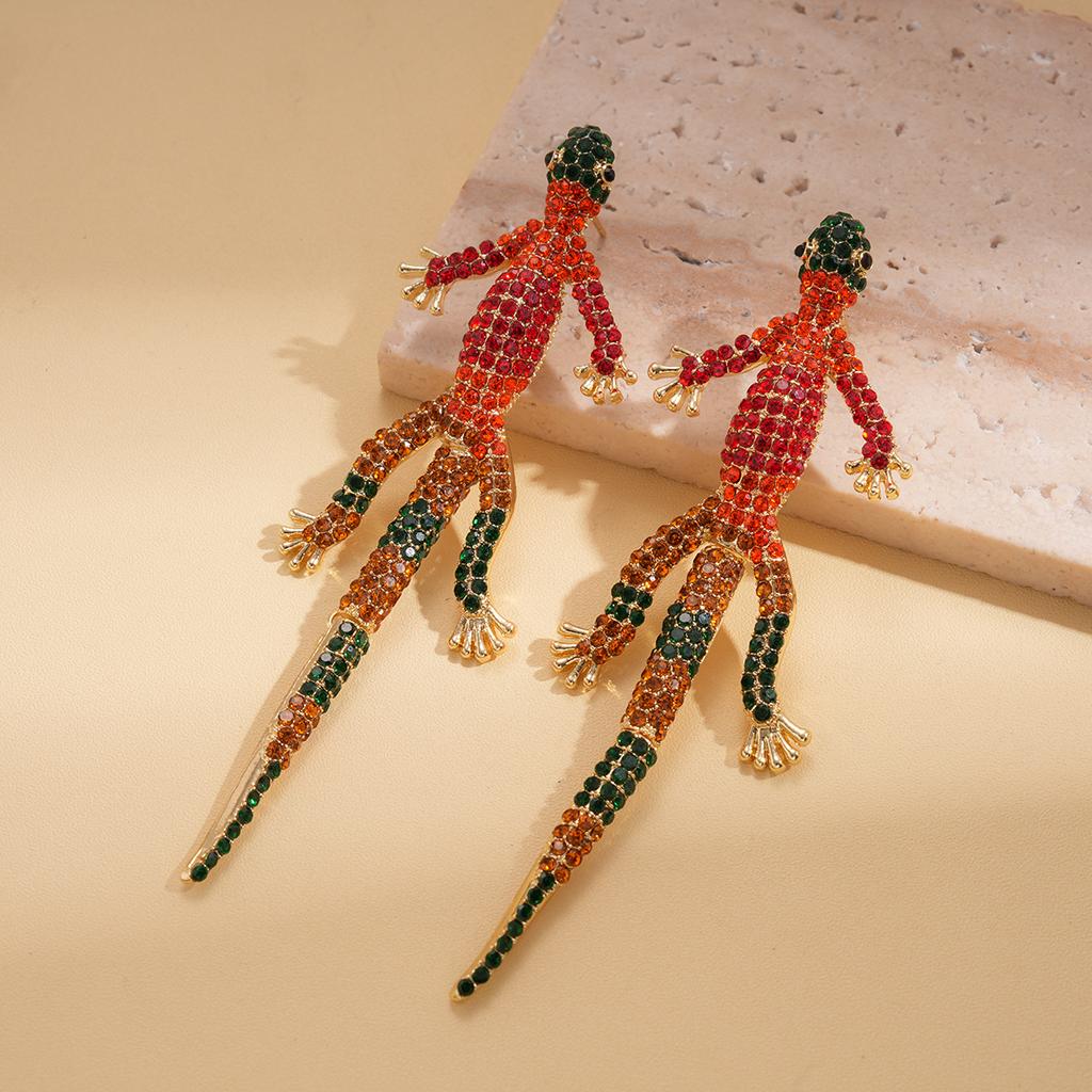 Wind Diamond Gecko Silver Needle Earrings Exaggerated Niche Stud Earrings