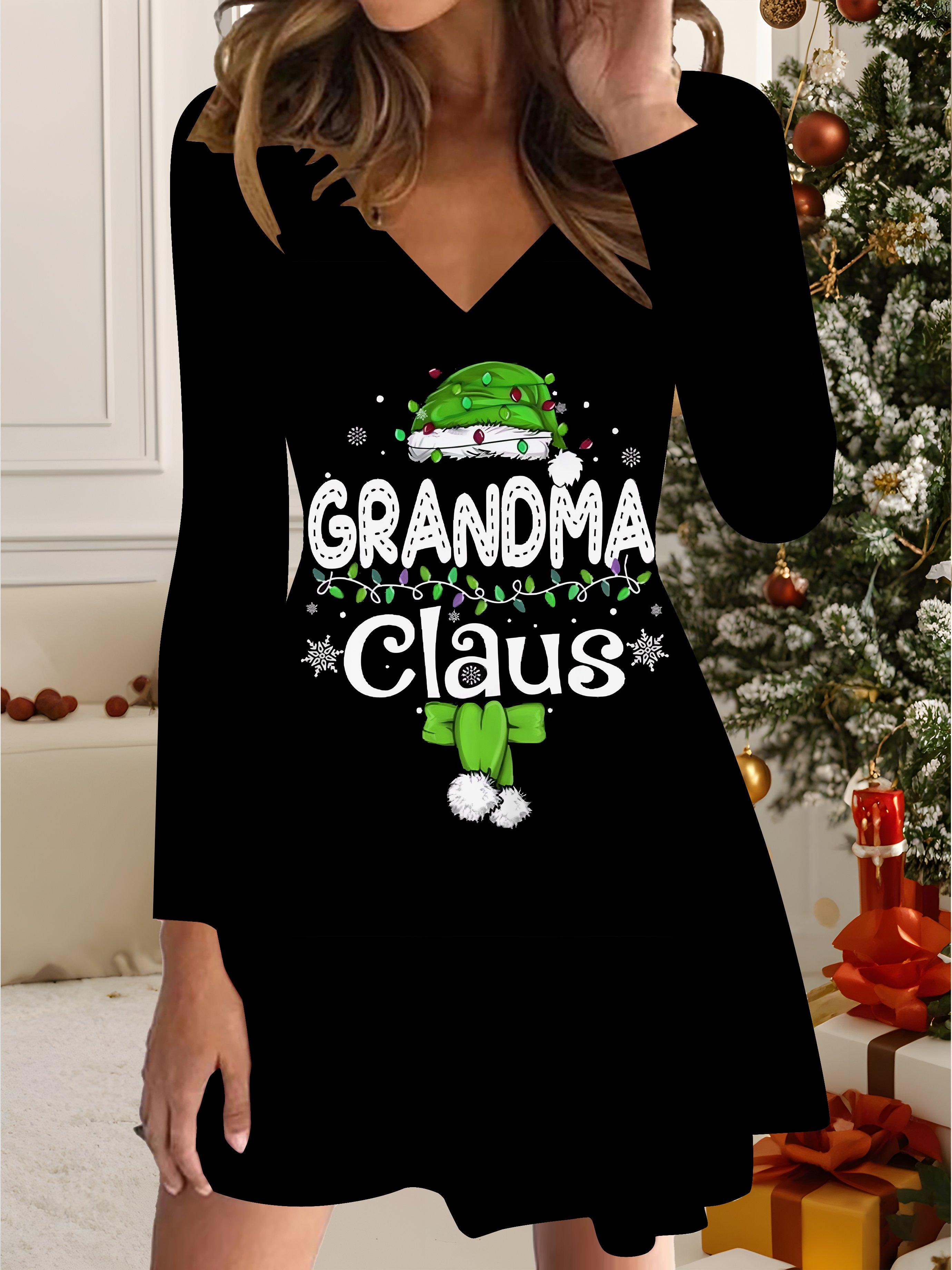 

Платье с 3D-принтом Санта-Клауса Эксклюзивный трендовый товар для женщин на осень и зиму Рождественская версия 6XL зелёный