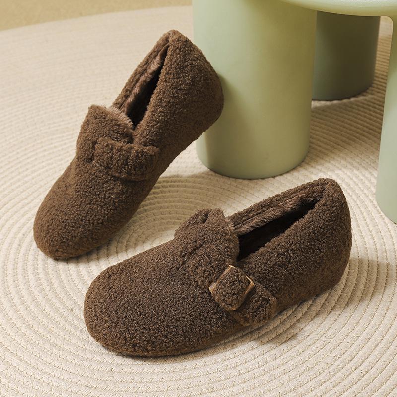 

Женские пушистые слипоны на толстой подошве, увеличивающие рост, с бархатной теплой подкладкой для осени/зимы 34