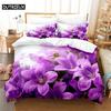 Purple Flower Duvet Cover Set Double Bed 200x200 Thin Floral Bedding Set 3PCS 2PCS with Pillowcase Single Quilt Cover 220x240