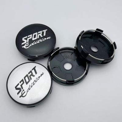 4pcs 60MM Sport Logo Emblem Car Wheel Center Caps Car Accessories for Wheel Hub Centre Cover Auto Rim Hubcaps Black/Silver Cap