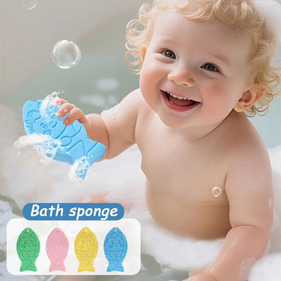 1/4Pcs Exfoliating Bath Sponge 3D Ultra Soft Body Scrubber Sponge Fish Shape Dead Skin Remover Reusable Bath Scrubber with Lanyard