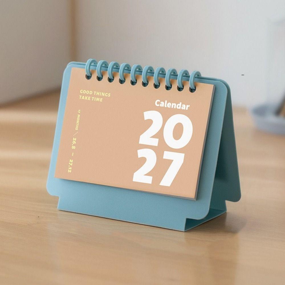 Portable 2027 Mini Desk Calendar Coil Calendar Daily Planning Calendar Desktop Decoration
