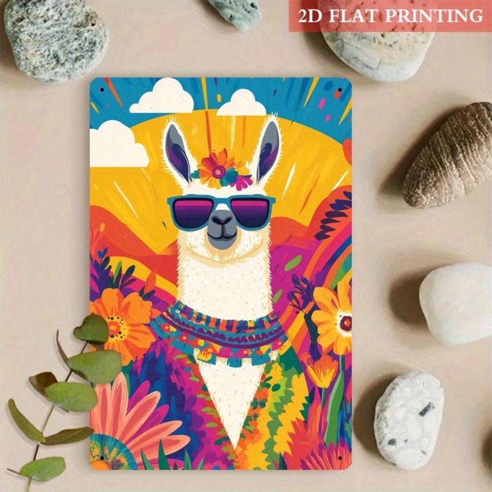 Funny Pig in Meadow Metal Tin Sign Wall Decor 20x30cm