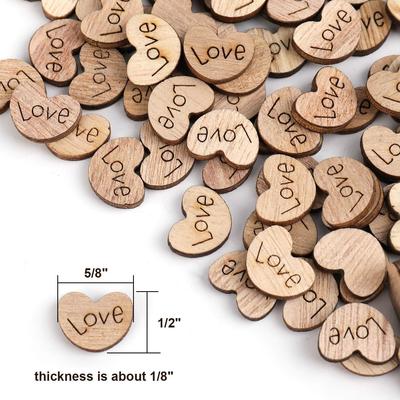 100-Piece Set of 15mm Engraved Rosewood Heart Decorations