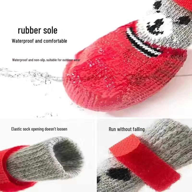 Waterproof Non-Slip Rubber Dog Shoes: Wear-Resistant, Warm, Anti-Drop Foot Protection for Bichon and Teddy Breeds.