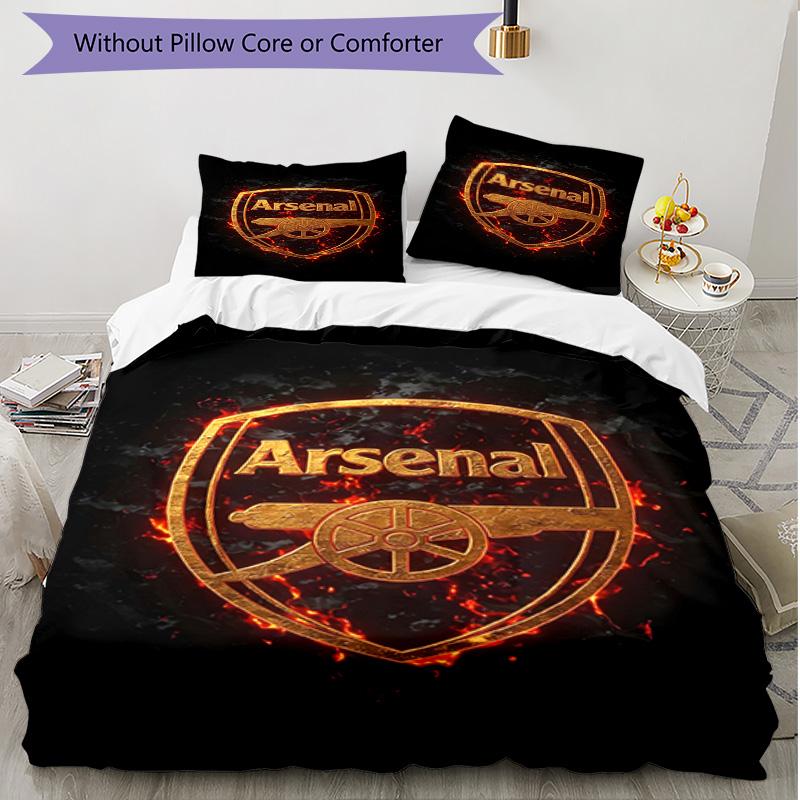 3pcs Duvet Cover Set (1*Duvet Cover + 2*Pillowcase, Without Core), Arsenal F.C Print Soft All‑Season Bedding Set, Home Bedroom Decor Gift