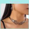 Gothic Skull Necklace Earrings Set With Alloy Pendant For Halloween Costume Accessories