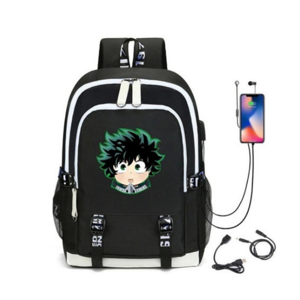 Riman My Hero Academy, surrounding backpack, large-capacity computer bag with USB port, student schoolbag