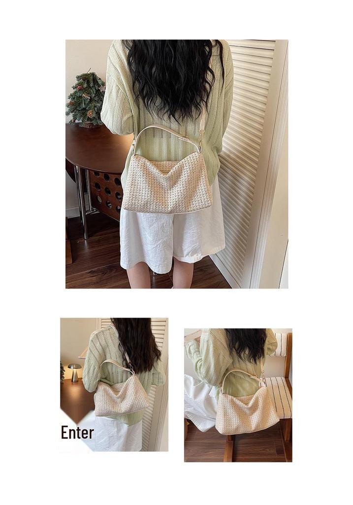 2026 Summer Straw Woven Underarm Bag: Casual Single Shoulder Beach Tote