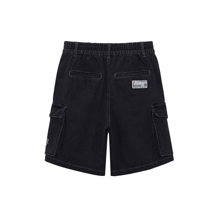Li Ning Wade Series Embroidered Logo Loose Wash Denim Shorts Men Shorts Black AJSR005-2