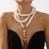 Creative Pearl Long Sweater Chain, Elegant Temperament, Love-shaped Necklace for Women