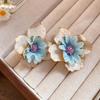 Oil Drip Colorful Flower Earrings Korean Style Floral Ear Studs Exaggerated Ear Pendant  Daily