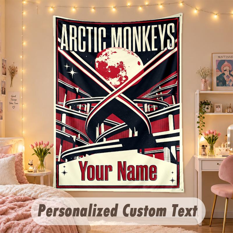 Custom Personalized Tapestry,Arctic Monkeys Print Custom Name Text Wall Art Hanging for Bedroom