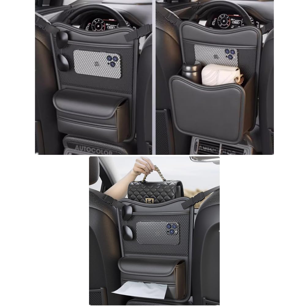 TATACLEA Car Seat Back Storage Hanging Car Storage Multifunctional Seat Back Storage Car Tissue Box Leather Car Seat Organizer Back Seat Car Organizer