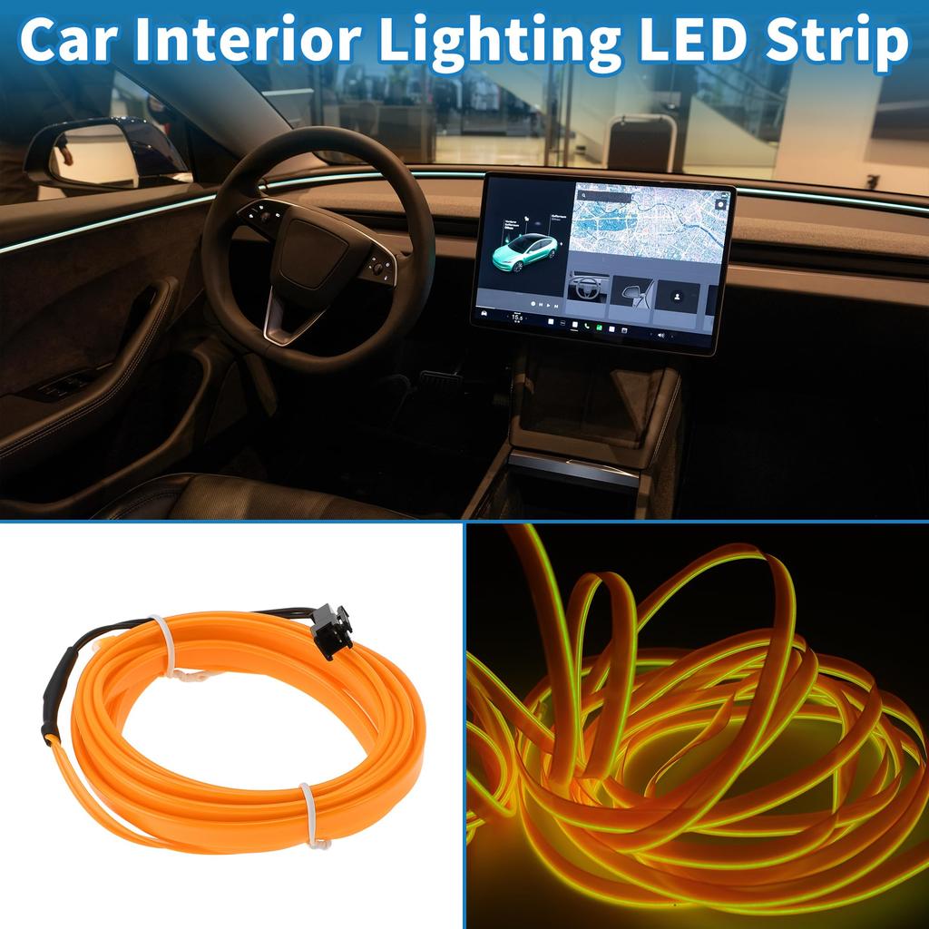 A ABSOPRO 2m EL Wire Cable LED Glow String Lights Car Interior Lighting Strip