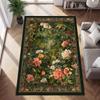 Mooswald Wildblumen Druck Teppich, Vintage Botanisch Natur Bodenmatte für Wohnzimmer Schlafzimmer Küche Studentenwohnheim Heimdekoration