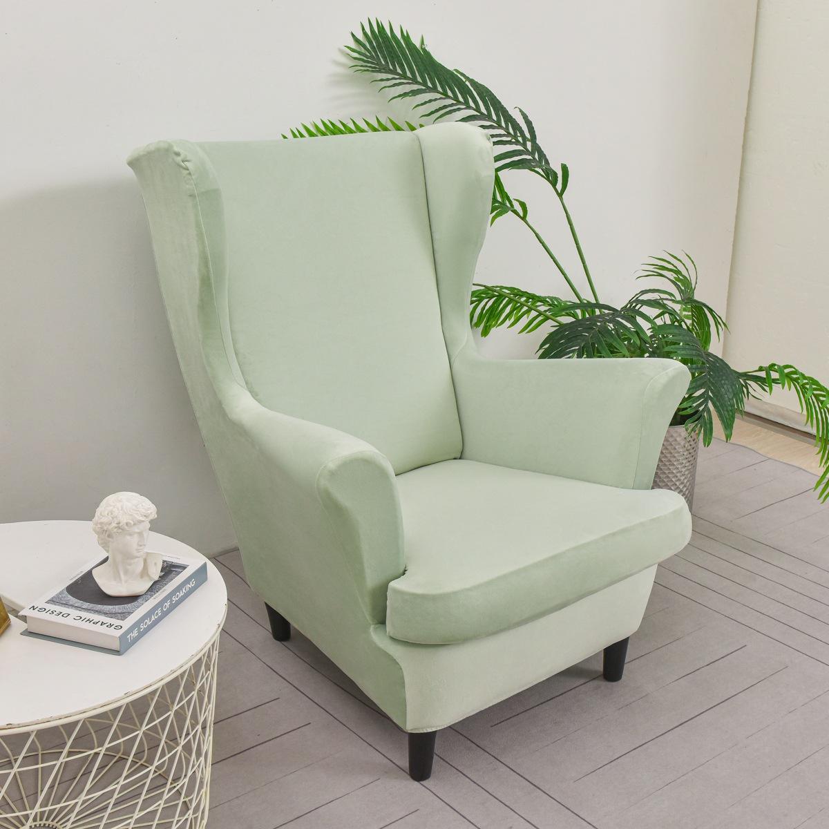 1Pc Velvet Wingback Chair Covers Removable Wing Armchair Cover With Seat Cushion Coverastic Sofa Slipcovers Living Room