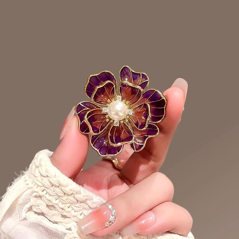 Ancient style auspicious clouds peony flower brooch elegant temperament high-end fashion corsage cheongsam Hanfu suit pin accessories