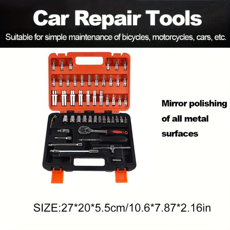53-Piece Universal Automotive Tool Set - Comprehensive Car Maintenance Kit for DIY Repairs & Daily Use - Durable, Without Battery, Manual Operation