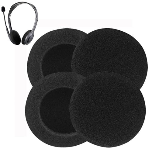 YJRUNFU Replacement Headphone Covers, Ear Pads, 55mm Diameter, Highly Elastic and Durable Sponge (4 Black Ear Cushions)