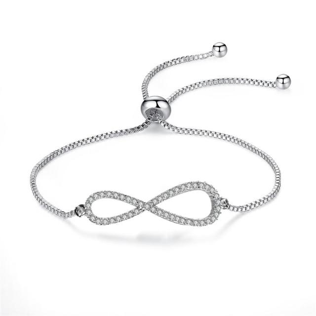 Sipengjel Fashion Stainless Steel Endless Love Infinity Chain Bracelets On Hand Adjustable Bracelets For Woman Party Jewelry