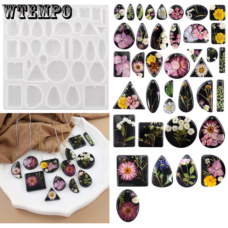 WTEMPO Pendant Necklace Keychain Silicone Resin Mold Creative Various Shapes Design Home Hanging Decorations Crafts Making Molds, DIY Keychain Molds