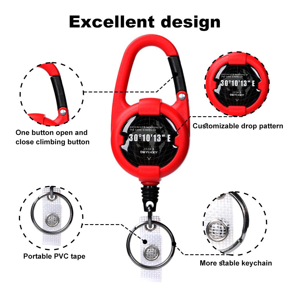 Stretchable Keychain with Elastic Pull Cord  Easy-to-open Snap  Anti-loss Feature  Extended Cord  High Resilience  Easy-to-open Keychain