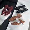 New pointed mid-heel shoes bag head half slippers women wear high-heeled single shoes cool slippers