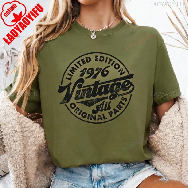 Vintage 1976 Unisex Tee Funny 49th Birthday Gift Nostalgia Style Printed Tshirt Tops High Quality Cotton Crewneck Shortsleev
