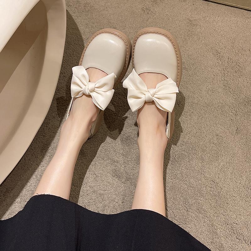 Damesko Flate Sko Mote Damesandaler 2024 Sommer Sløyfe Enkelsko Damesko med Lav Utskjæring Rund Tå Komfortable Damesko