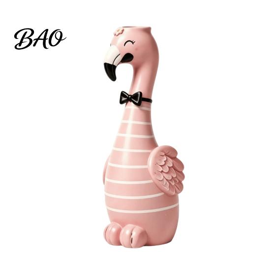 Artistic Floral Container Cute Resin Flamingo Decorative Vase, Pink Flower Holder Figurine, Creative Birthday Gift for Women Tabletop Ornament