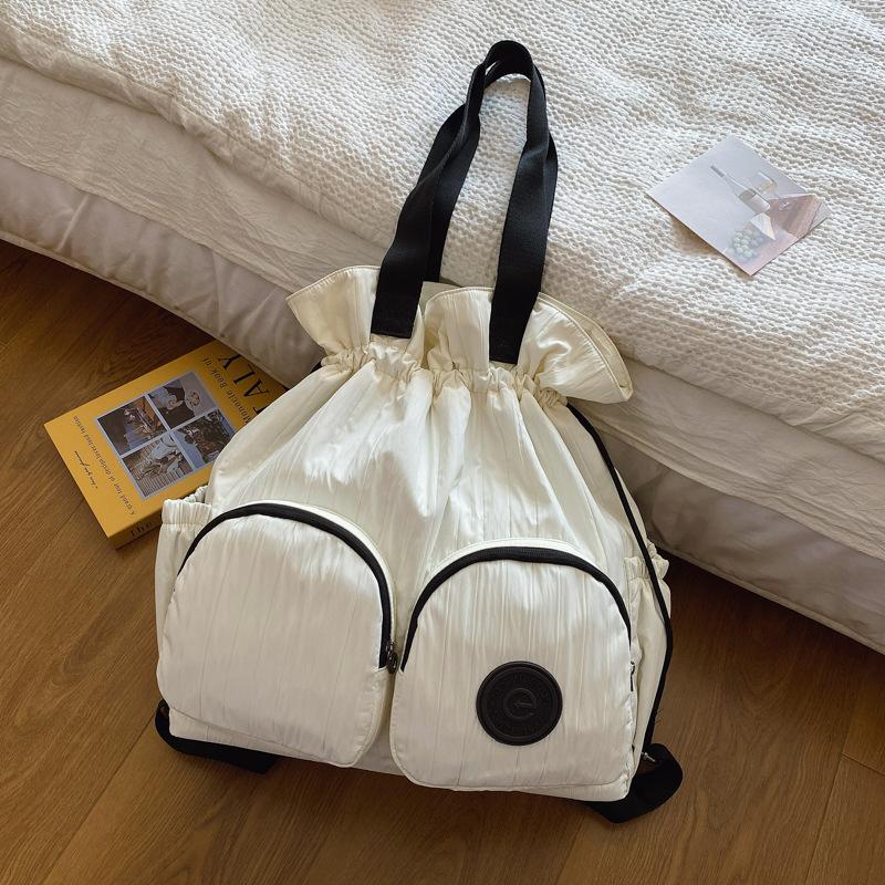 

Casual canvas bag large-capacity underarm bag 2025 new simple backpack multi-functional shoulder bag one piece delivery бежевый