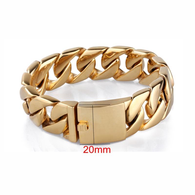 30mm Gold Color Heavy Chunky Link Chain High Polished Stainless Steel Italy Bracelet For Men's Fashion Jewelry Gift